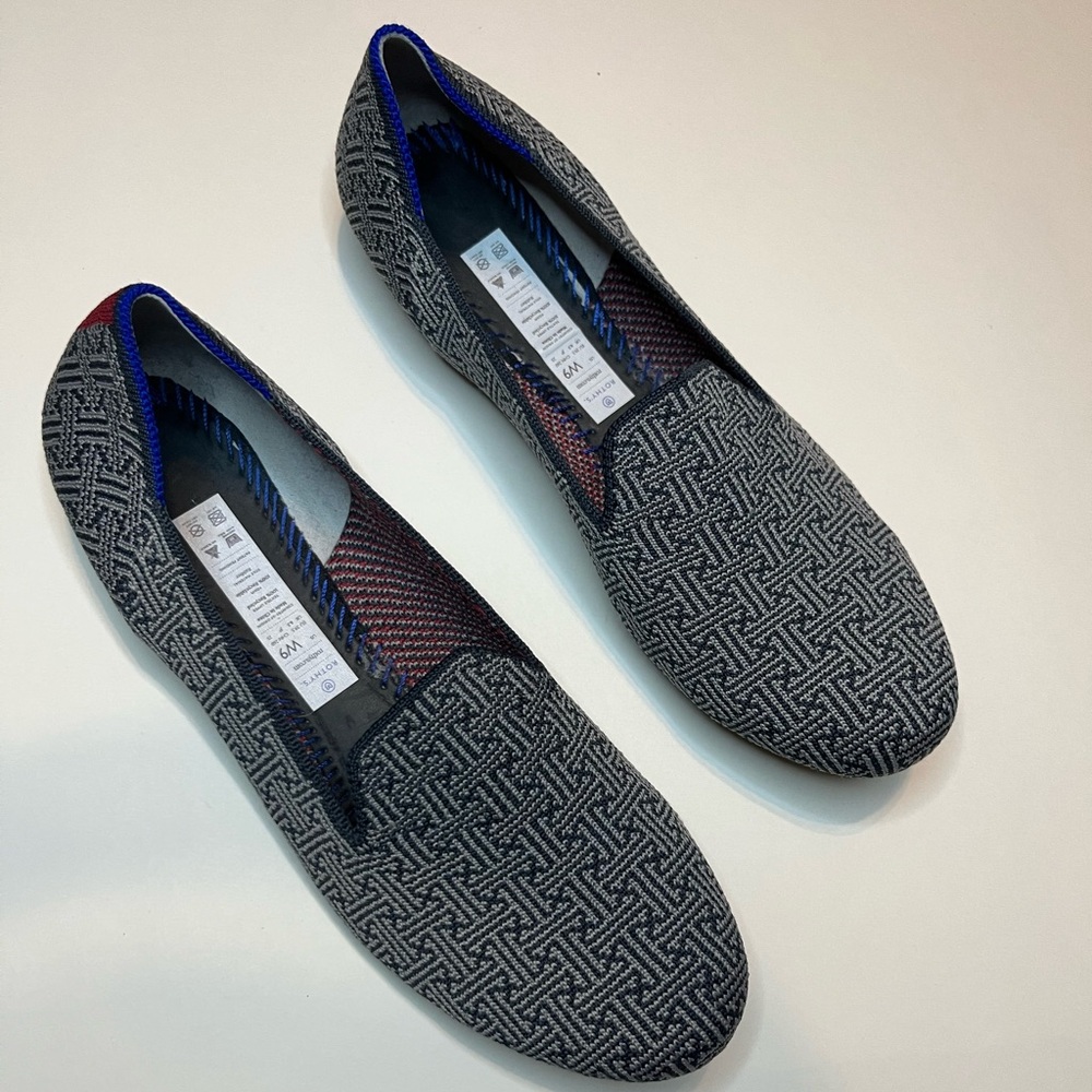 Rothy's The Loafer Women's Size 9 Charcoal Grid Textile Slip On Shoes RETIRED